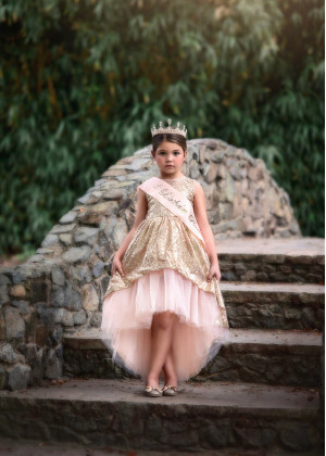 Gold Sequin High Low Flower Girl Dress